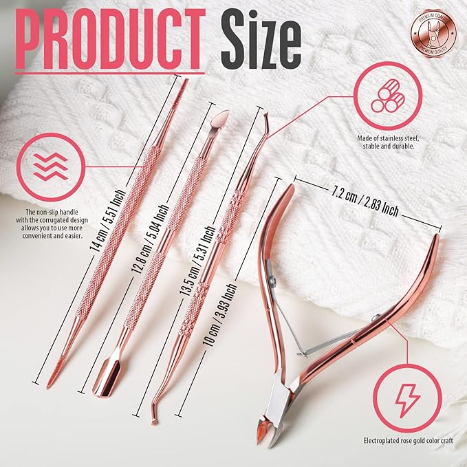 FANDAMEI Nail Care Kit, Nail Cuticle Nippers, Ingrown Toenail Tools Kit, Nail Lifter, Toenail File and Lifters Stainless Steel, Nail Cuticle Pushers, Professional Manicure and Pedicure Set, 4 PCS