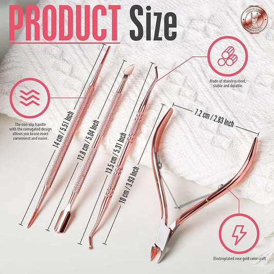 FANDAMEI Nail Care Kit, Nail Cuticle Nippers, Ingrown Toenail Tools Kit, Nail Lifter, Toenail File and Lifters Stainless Steel, Nail Cuticle Pushers, Professional Manicure and Pedicure Set, 4 PCS