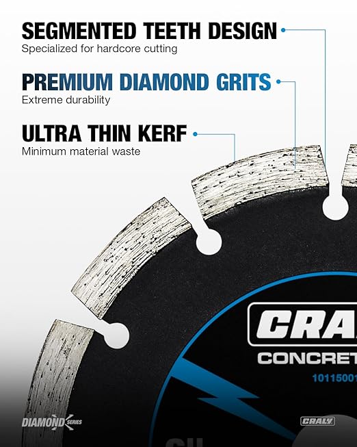 CRALY 6 Inch Super Thin Segmented Diamond Blade, 7/8 in Arbor, 6'' Diamond Stone Blade for Angle Grinder & Masonry Saw, Diamond Cutting Wheel for Cutting Concrete, Brick, Granite, Block, 2PC
