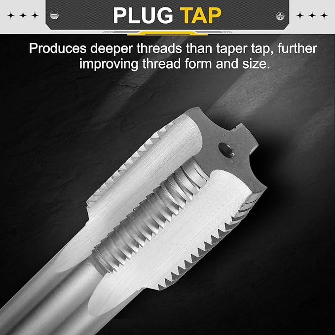 uxcell Hand Plug Tap M28 x 2.5 H2 Metric Thread Plug Style Taps Straight Flute Screw Tapping Threading Tool High Speed Steel HSS6542