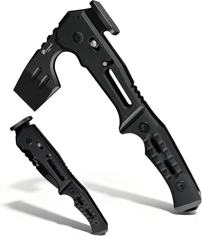 HX OUTDOORS Folding Tactical Axe and 19 in 1 Multi Tool Survival Combo – DC53 Steel Blade Stainless Steel Multitool for Camping Outdoor Emergency