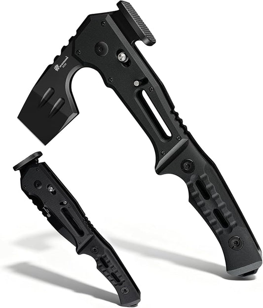 HX OUTDOORS Folding Tactical Axe and 19 in 1 Multi Tool Survival Combo – DC53 Steel Blade Stainless Steel Multitool for Camping Outdoor Emergency