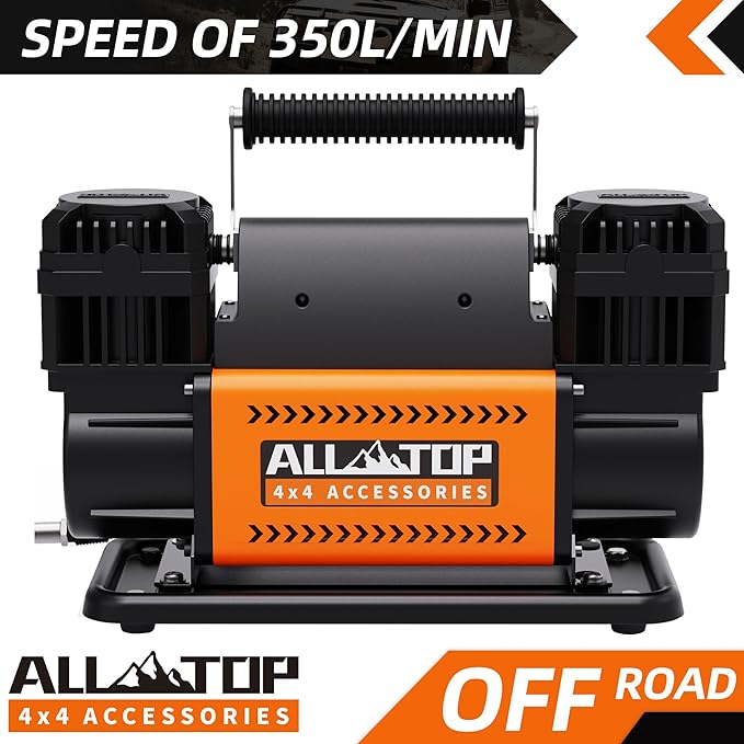 ALL-TOP Dual Cylinder Air Compressor with Digital Pressure Gauge Tire Inflator Kit, 12V Portable Inflator 12.35ft쨀/Min, Offroad Air Pump for Truck Tires, Heavy Duty Max 150 PSI for 4x4 Vehicle & RV