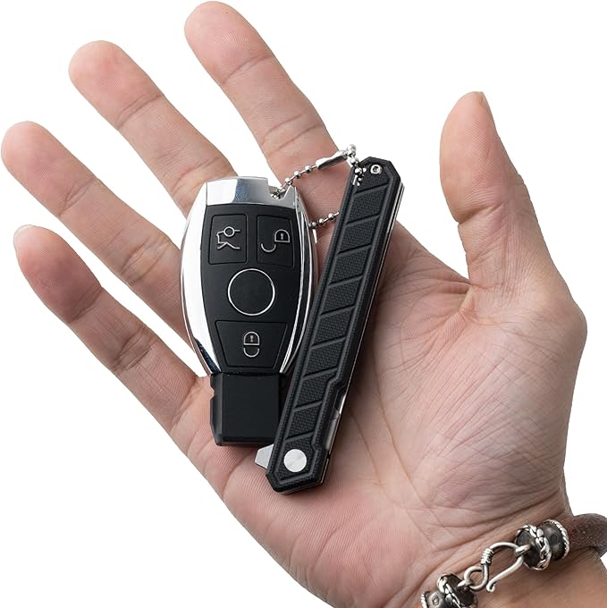 G046 Mecha Mini Slim Folding Scalpel with 5pcs #24 and 5pcs #60 G11 Handle with Liner Lock, Utility EDC Pocket Knife with Back Clip（Black）