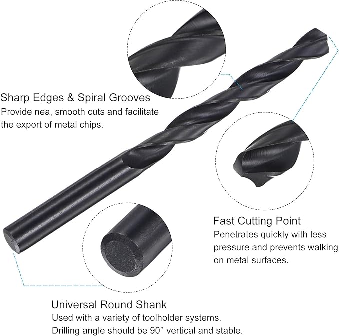 uxcell Tap and Drill Bit Set, 7/16-20 UNF Thread Tap & 25/64" Black Oxide Twist Drill Bit, Straight Flute Tap Tapping Threading Repair Tool Kit