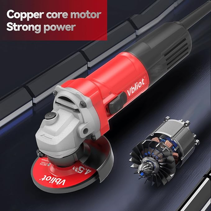 Angle Grinder,7-Amp 4-1/2 Inch Power Grinder Tool with 2 Cutting Discs 2 Grinder Discs,Ideal for Metal Cutting Grinding Polishing