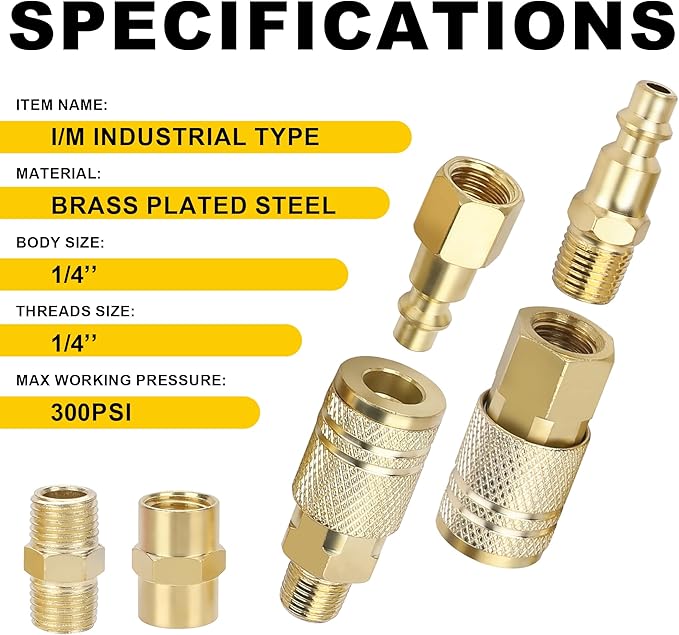 WYNNsky 1/4 Air Hose Fittings, 1/4?쇺?NPT Quick connect Coupler and Plug, 45PCS Air Tools Fittings