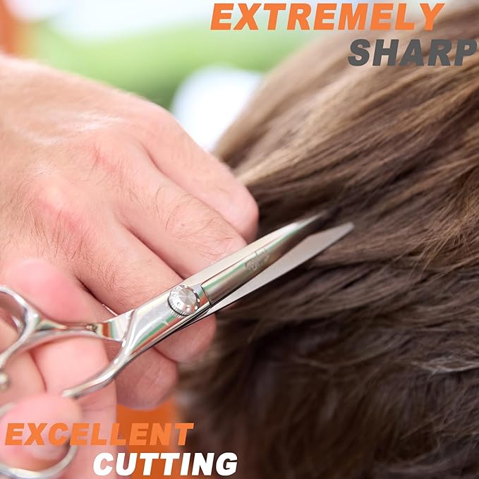 High-end Professional Extremely Very Sharp Barber Hair Cutting Scissors Hairdresser Shears For Hair 6.25 Inch Haircut Scissor Made Of Stainless Steel Alloy For Hairdressing Salon and Home Use