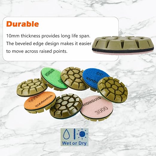 3 inch *10mm Concrete Diamond Sanding Discs,Grit 3000 Set of 3,Resin Polishing Pucks,for Concrete Floor Grinder,Grit 3000