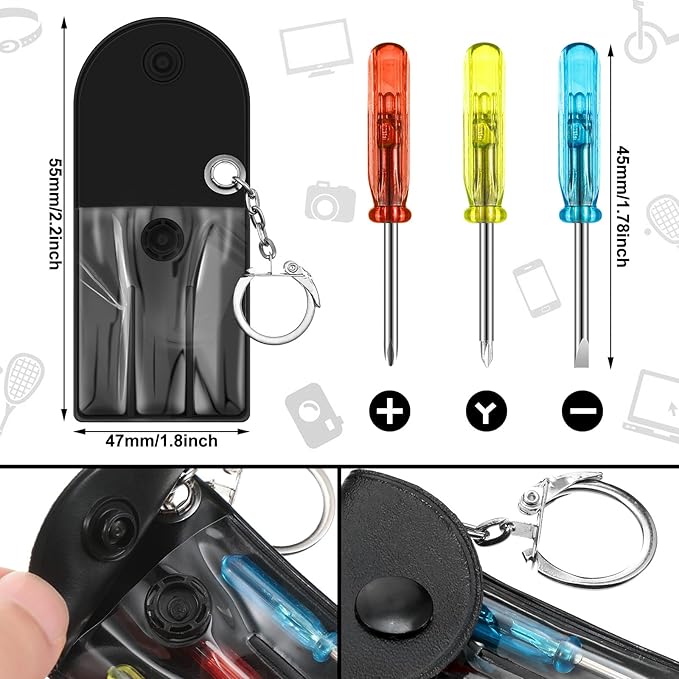 288 Pcs Mini Tape Screwdriver Keychain Set Valentine's Day Men Gifts Bulk Employee Appreciation Gift Bulk Multitool Pen Card for Adult Tool Party (Yellow,Black)