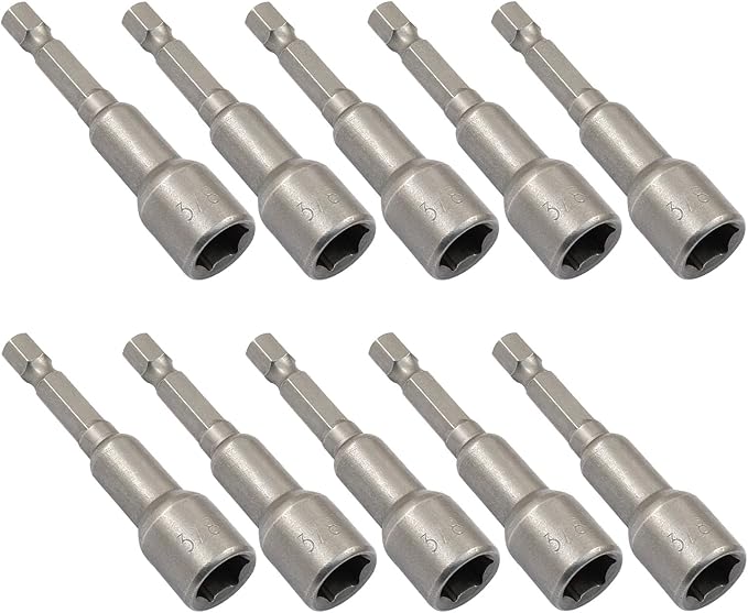 Litoexpe 10 Pcs 3/8 Inch Hex Magnetic Power Hex Nut Driver Magnetic Extension Socket Drill Bit Set, Quick Change Socket Nut Impact Driver for Electric Drill