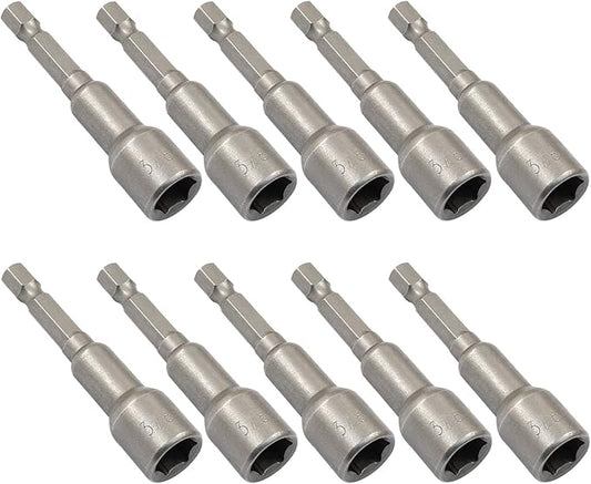 Litoexpe 10 Pcs 3/8 Inch Hex Magnetic Power Hex Nut Driver Magnetic Extension Socket Drill Bit Set, Quick Change Socket Nut Impact Driver for Electric Drill