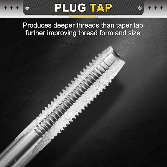 uxcell Hand Plug Tap M7 x 1 H2 Metric Thread Plug Style Taps Straight Flute Screw Tapping Threading Tool High Speed Steel HSS6542