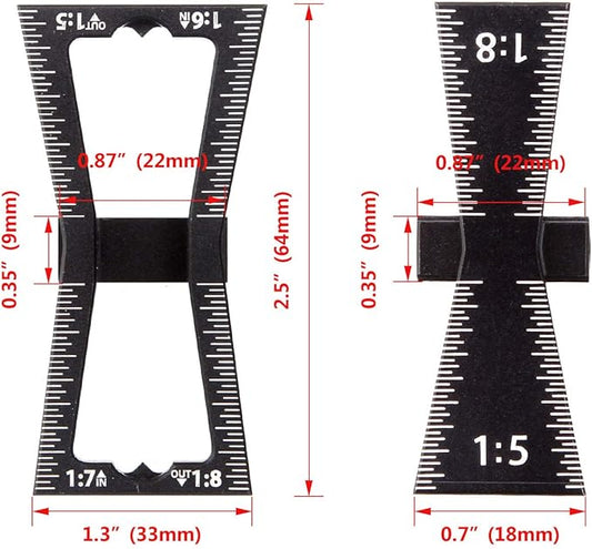 2 PCS Dovetail Marker Guide, Aluminum Alloy Dovetail Marking Jig Precise Wood Dovetail Tools, Dovetail Guide with 1:5, 1:6, 1:7 and 1:8 Slopes for Both Softwood or Hardwood Applications