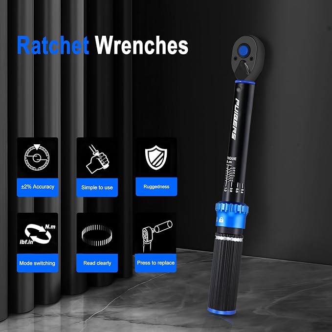 1/4 Inch Pound Torque Wrench, Bike Torque Wrench 1/4 3-25 NM/22.6-221.3 IN.LB竊똃ual-Direction Adjustable 72 Tooth Drive Small Newton Meter Wrenches for Bike, Motorcycle and Car Repair