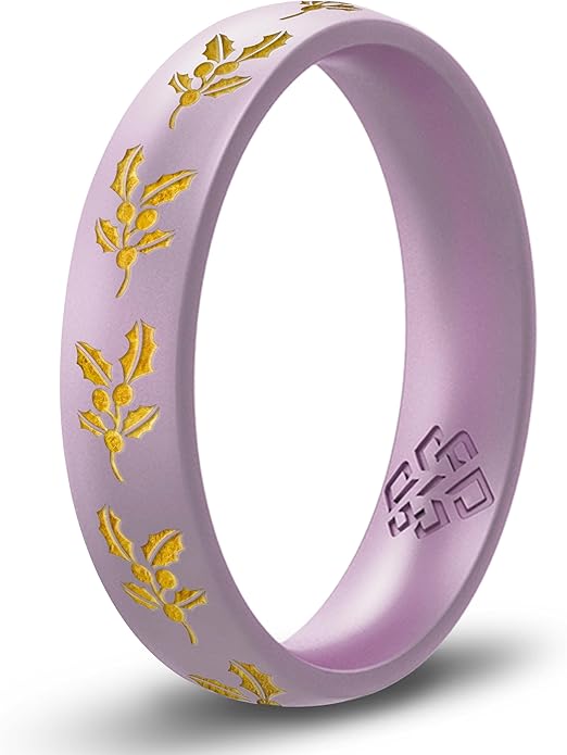 Knot Theory Birth Flower Silicone Ring for Women - 4mm Comfort Fit Wedding Band Engagement Ring