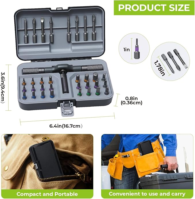 33 in 1 Magnetic Screwdriver Set, Ratcheting Screwdriver Set with Multi Bits & Extension Bar, Handy Repair Tool Kit for Electronics, Computer, Phone, Bicycle, Furniture, PC, Watch & DIY Projects