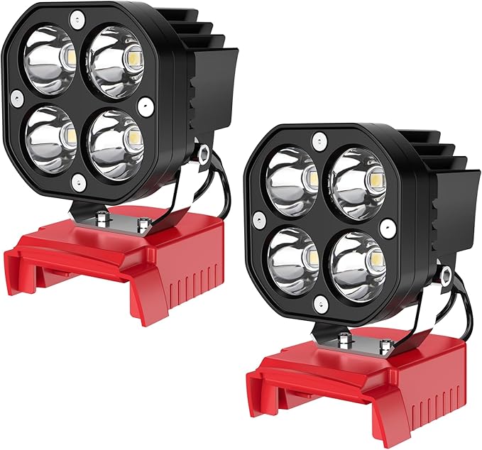 2 Packs Azocek LED Work Light Compatible with Mil-wau-kee 18V Battery, 40W 6000LM Flashlight,18V Battery Cordless Work Light 120째Adjustable with Low Voltage Protection for Outdoors Job Site Lighting