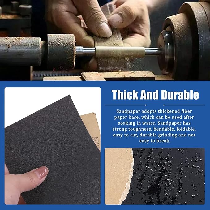 Glarks 32Pcs Sanding Sponge Kits Including 20Pcs 320-2500 Grits Sanding Sponge Washable Flexible Soft Foam Sanding Pads Sanding Blocks and 12Pcs 240-5000 Grits Sandpaper for Metal Wood Furniture
