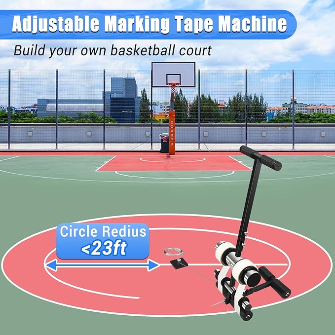GADFISH Court Line Tape Machine, Basketball Court Line Striping Machine, Playing Field Striping Line Marking Machine, Adjustable Floor Paint Tape Applicator for Parking Lots, Driveway, Workshops