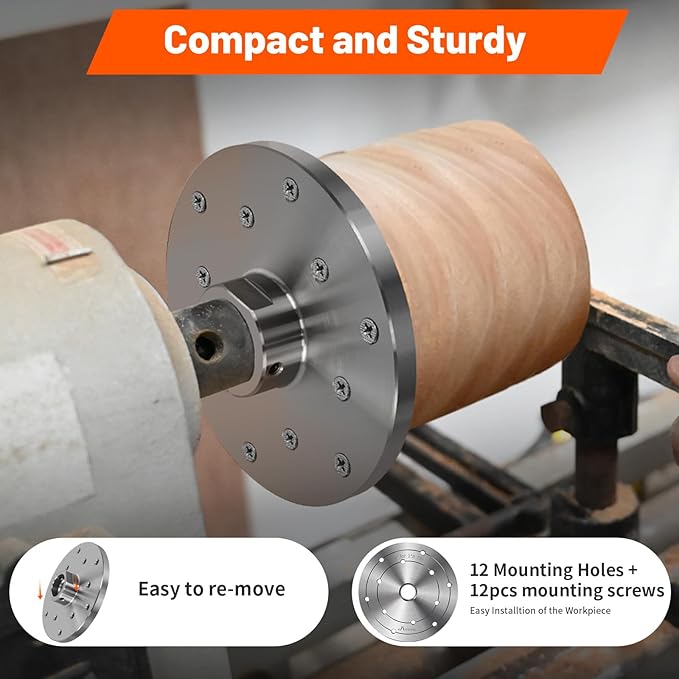 6" Steel Wood Lathe Faceplate,Faceplate for Wood Lathe,Lathe Face Plate Fit for 1" x 8TPI Spindle with Screwchuck