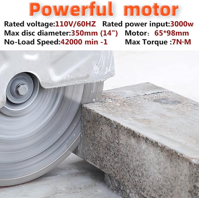 JACKCHEN 14 Inches Concrete Saw Electric Powered 3000W Cut-Off Saw, 110V 4.8" Cut Depth and Electric Grinder With Diamond Blade