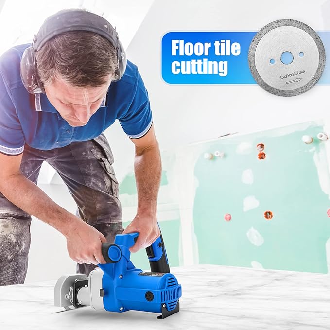 toe kick saw 3-3/8 In. 6.8 Amp Electric Circular Saw With 2pcs Carbide Tipped Blades For Woods,1pcs Grit Diamond Blades For Tile Cuts,special Undercut Saw For Removing Subfloor or Tiles
