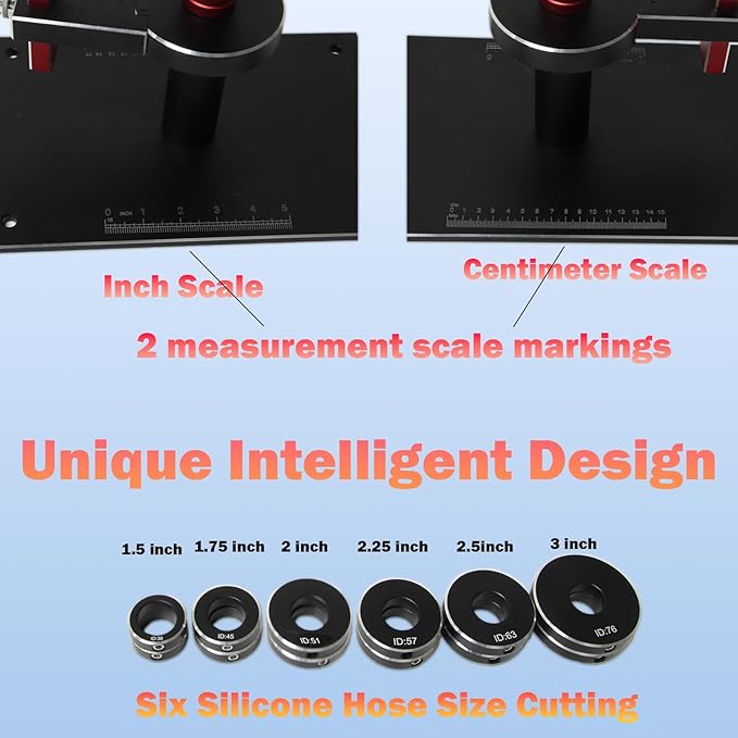 Silicone Tube Cutter,ID1.5"竊?8mm竊됵펽1.75"(45mm)竊?"(51mm),2.25"(57mm)竊?.5"(63mm)竊?"(76mm) Silicone Tube Cutting Machine, Metal Silicone Pipe Cutter竊똕ilicone Hose Cutter Tool (Black)