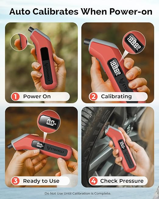 ETENWOLF Digital Tire Pressure Gauge 2 Pack, Industrial Tire Gauge 3-200 PSI, Calibrated to ANSI B40.7 Grade 2A(Plus-Minus 0.5%), Air Pressure Gauge with Replaceable AAA Batteries (Vivid Orange)