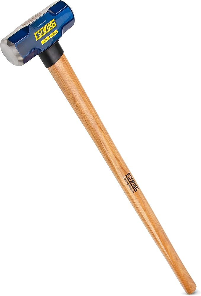 Estwing 6-Pound Hard Face Sledge Hammer - 36-Inch Hickory Handle, Ergonomic Grip, Durable Construction for Demolition & Stake Driving