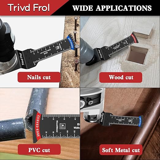 10 PCS Extra Long Oscillating Saw Blades, Curved Edge Bi-Metal and Japanese Teeth Multitool Blades Precise Cut for Wood Plastic Nails Metal, Multi Tool Blades Kits Fit Dewalt Milwaukee Bosch 70MM