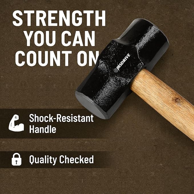 Sledge Hammer 12 lb Wooden Hammer length with 27 Inch Polished Hitting Face Metalworking Tools for Home Improvement, Automotive, Industrial, and Construction E-3006