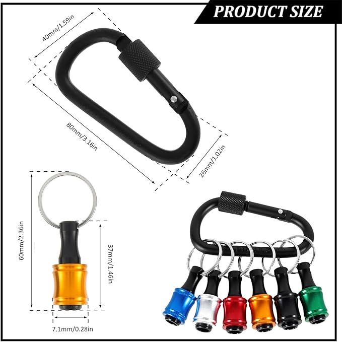 18PCS Bit Holder Tools Keychain 1/4 inch Hex Shank Screwdriver Bits Holder Portable Extension Bar Drill Screw Adapter Change for Screwdriver Drill Bits Flexible Drill Bit Extension Set Nut Driver