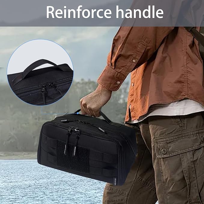 Tool Storage Bag,Portable Hand Tool Storage Organizer for Men, Tactical Range Bag with Anti-friction Bottom, Toolbag Organizer Multi-purpose Work Tote for Repairman, Carpenters, Handyman (Black)