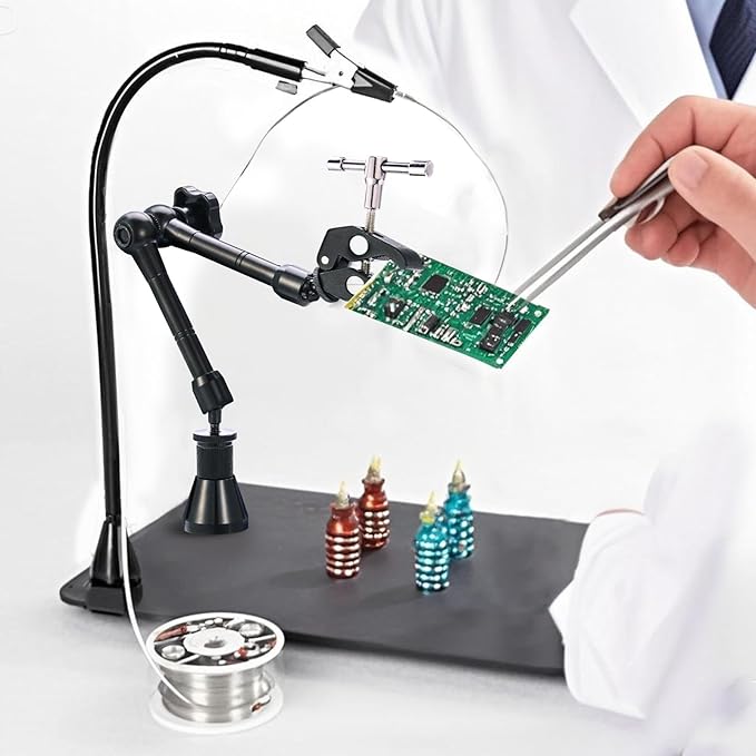 Helping Hands Magnetic Soldering Clamp with 2.16-inch Jaw Opening,360 degree rotation,Third Hand Tool,Magnetic PCB Clip for Heat Gun Repairing