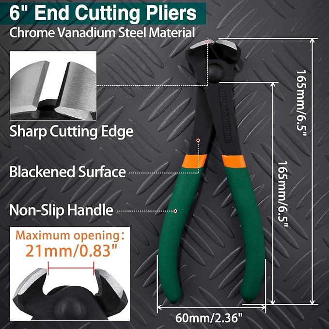 SPEEDWOX Nail Puller 6 Inch End Cutting Pliers, Nail Remover Nail Pliers End Cut Nippers End Snips For Pulling Nails Or Cutting Wires Wire Cutter End Cutter Pliers Staple Remover Tool