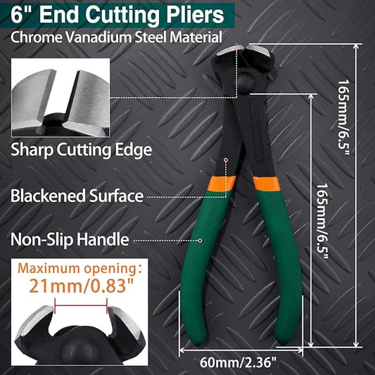 SPEEDWOX Nail Puller 6 Inch End Cutting Pliers, Nail Remover Nail Pliers End Cut Nippers End Snips For Pulling Nails Or Cutting Wires Wire Cutter End Cutter Pliers Staple Remover Tool