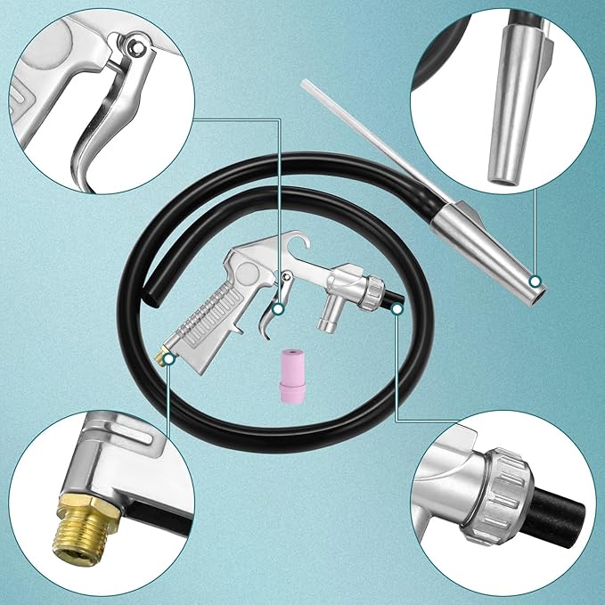 7 Pcs Sand Blaster Gun Kit 1 Pair Rubber Sandblaster Gloves Siphon Sandblaster Kit Sandblasting Gloves for Removing Rust Abrasive Blaster Sandblasting Cabinet