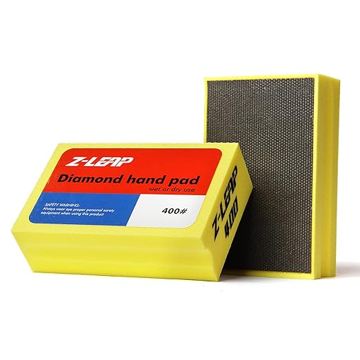 Diamond Hand Polishing Pads for Glass Marble Concrete Foam Backed Sanding Blocks for 400 Grit