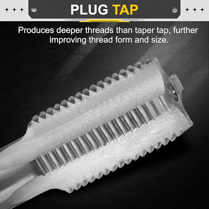 uxcell Hand Plug Tap M20 x 2 H2 Metric Thread Plug Style Taps Straight Flute Screw Tapping Threading Tool High Speed Steel HSS6542
