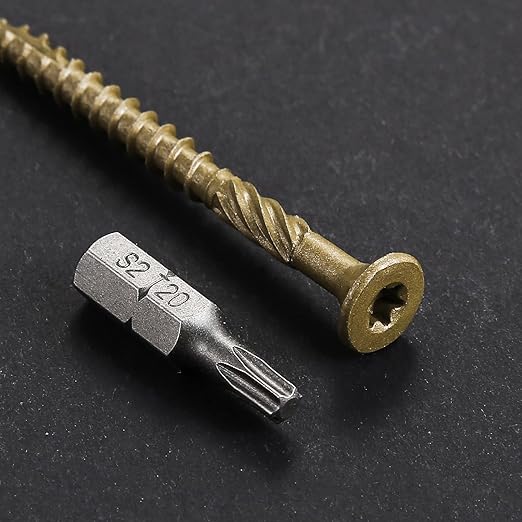 #10 * 2-1/4" Deck Screws, (90pcs) 1 lbs.Exterior Wood Screws, Rust Resistant Epoxy Coated, Bronze, T20 Star Bit
