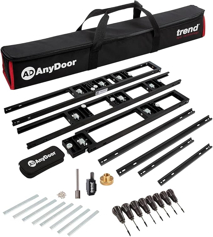 Trend Ultimate Door Installation Kit with Adjustable AnyDoor Jig (2'6" to 9'), T1 Plunge & Trim 쩌-Inch Router, Foot-Operated Lifter, Door Stand, and Professional Router Bit, H/JIG/D/B2