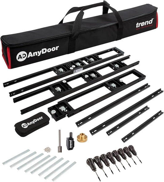 Trend Ultimate Door Installation Kit with Adjustable AnyDoor Jig (2'6" to 9'), T1 Plunge & Trim 쩌-Inch Router, Foot-Operated Lifter, Door Stand, and Professional Router Bit, H/JIG/D/B2