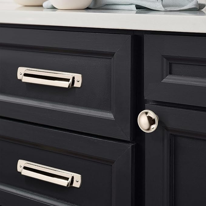 Khtumeware 10 Pack Large Cabinet Knobs - Polished Nickel, 1-3/4 inch (44 mm) Diameter, Heavy Duty Zinc, Kitchen Drawer Pulls and Door Handles