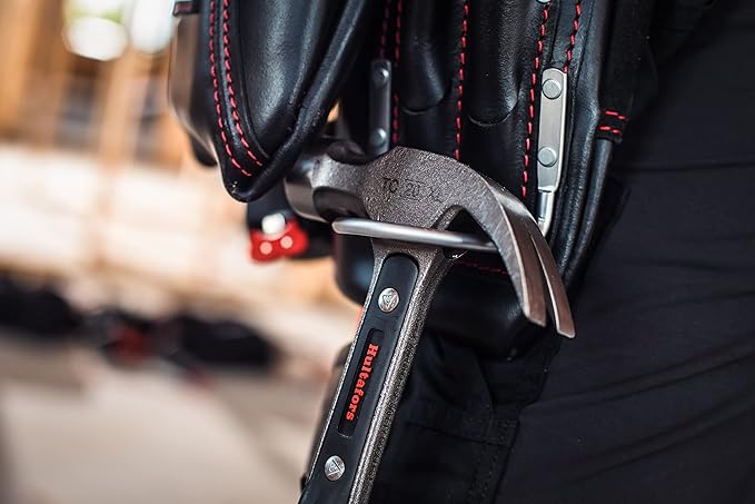 Hultafors Work Gear HT5433 Carpenter's Heavy-Duty Leather Nail & Tool Bag, Double-Gusset Front Pockets