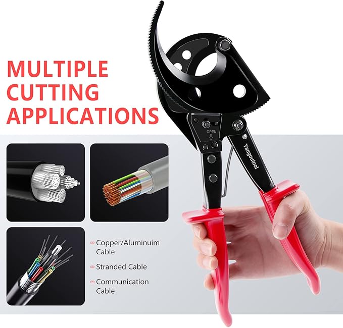 Yangoutool Ratcheting Cable Cutters up to 400mm짼 /過22.5mm/過0.89 inches Heavy Duty Aluminum Copper Ratchet Wire Cutter for Cutting Electrical Wire