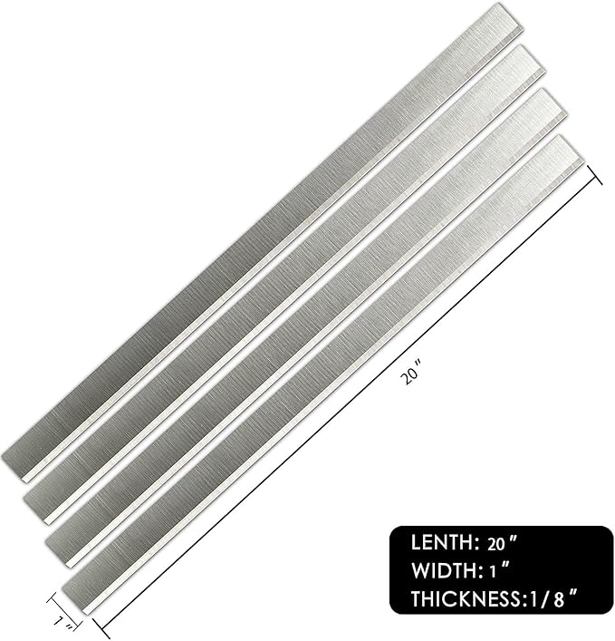 HSS Planer Blades Knives 20 Inch Jointer Replacement for Grizzly G6702 G0454W Jet 208 Powermatic 209 Delta DJ-20 Dewalt Shop Fox W1754 Woodstock W163 W7147 20x 1x 1/8" 4pcs