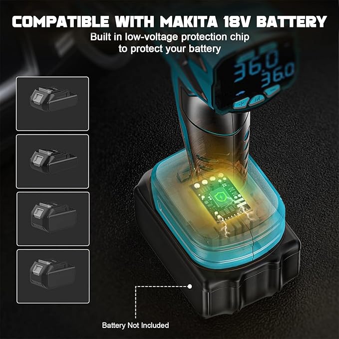 Tire Inflator Air Compressor Compatible with Makita 18V Battery, LIVOWALNY 160 PSI Cordless Portable Electric Air Pump 2025 Bigger LCD Digital Pressure Gauge for Car, Bike, Sport Ball (No Battery)
