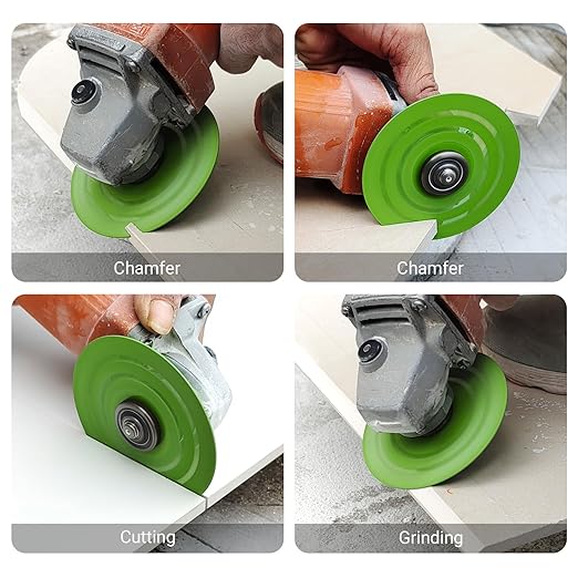 LOZLIN 3PCS 115MM Vacuum Brazed Ultra-Thin Multi-Pore Flat Abrasive Sheet Disc for Porcelain Glass Ceramic Tile Granite Marble Diamond Saw Blade (Green and Porous, 5)