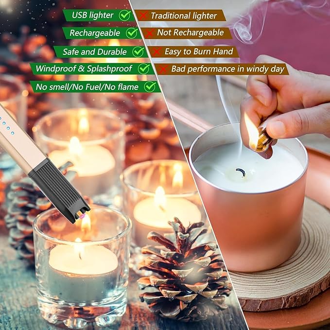 MEIRUBY Electric Candle Lighter for Women Candle Lovers - 2 Pack Gift Ideas
